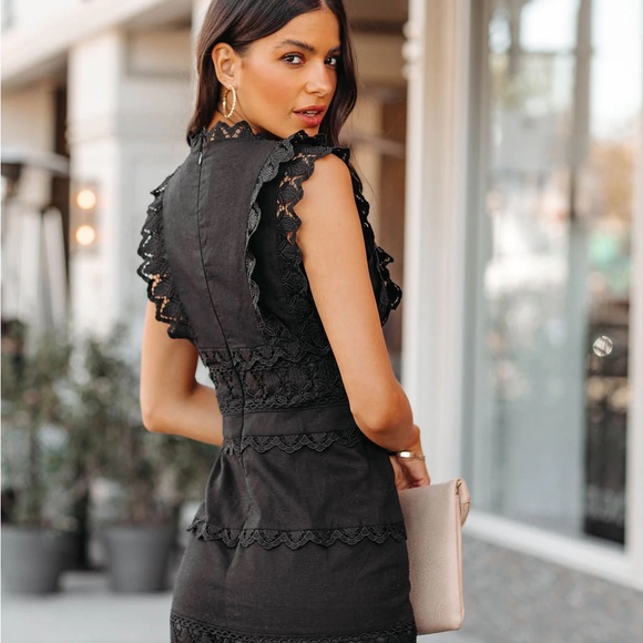 VICI sacha cotton linen crochet tiered midi dress in tangerine NWT - Picture 3 of 9